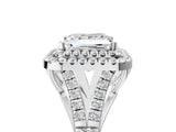 White gold Double Halo Princess Cut Diamond Split Shank Engagement Ring with Four-Prong Setting_8