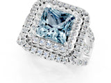 White gold Double Halo Princess Cut Diamond Split Shank Pave Set Ring_1