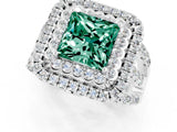 White gold Double Halo Princess Cut Diamond Split Shank Pave Set Ring_1