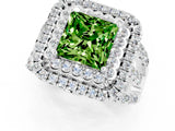 White gold Double Halo Princess Cut Diamond Split Shank Pave Set Ring_1