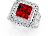 White gold Double Halo Princess Cut Diamond Split Shank Pave Set Ring_1