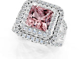 White gold Double Halo Princess Cut Diamond Split Shank Pave Set Ring_1