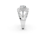 White gold Double Halo Princess Cut Diamond Split Shank Pave Set Ring_2
