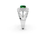 White gold Double Halo Princess Cut Diamond Split Shank Pave Set Ring_2