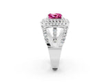 White gold Double Halo Princess Cut Diamond Split Shank Pave Set Ring_2