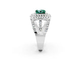White gold Double Halo Princess Cut Diamond Split Shank Pave Set Ring_2