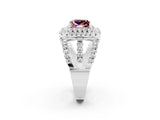 White gold Double Halo Princess Cut Diamond Split Shank Pave Set Ring_2