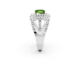 White gold Double Halo Princess Cut Diamond Split Shank Pave Set Ring_2
