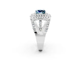 White gold Double Halo Princess Cut Diamond Split Shank Pave Set Ring_2