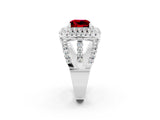 White gold Double Halo Princess Cut Diamond Split Shank Pave Set Ring_2