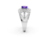 White gold Double Halo Princess Cut Diamond Split Shank Pave Set Ring_2