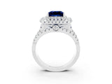 White gold Double Halo Princess Cut Diamond Split Shank Pave Set Ring_3