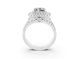 White gold Double Halo Princess Cut Diamond Split Shank Pave Set Ring_3