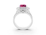 White gold Double Halo Princess Cut Diamond Split Shank Pave Set Ring_3