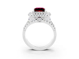 White gold Double Halo Princess Cut Diamond Split Shank Pave Set Ring_3
