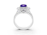 White gold Double Halo Princess Cut Diamond Split Shank Pave Set Ring_3
