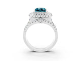 White gold Double Halo Princess Cut Diamond Split Shank Pave Set Ring_3
