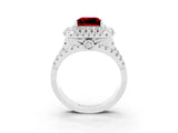 White gold Double Halo Princess Cut Diamond Split Shank Pave Set Ring_3
