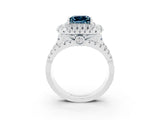 White gold Double Halo Princess Cut Diamond Split Shank Pave Set Ring_3
