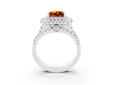White gold Double Halo Princess Cut Diamond Split Shank Pave Set Ring_3