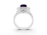 White gold Double Halo Princess Cut Diamond Split Shank Pave Set Ring_3