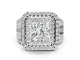 White gold Double Halo Princess Cut Diamond Split Shank Pave Set Ring_3