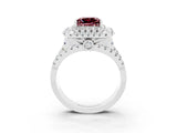 White gold Double Halo Princess Cut Diamond Split Shank Pave Set Ring_3