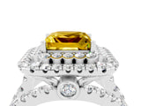 White gold Double Halo Princess Cut Diamond Split Shank Pave Set Ring_4