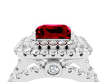 White gold Double Halo Princess Cut Diamond Split Shank Pave Set Ring_4