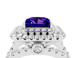 White gold Double Halo Princess Cut Diamond Split Shank Pave Set Ring_4