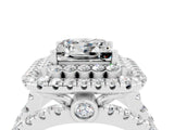 White gold Double Halo Princess Cut Diamond Split Shank Pave Set Ring_4