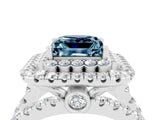 White gold Double Halo Princess Cut Diamond Split Shank Pave Set Ring_4