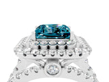 White gold Double Halo Princess Cut Diamond Split Shank Pave Set Ring_4