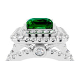 White gold Double Halo Princess Cut Diamond Split Shank Pave Set Ring_4