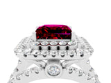 White gold Double Halo Princess Cut Diamond Split Shank Pave Set Ring_4