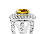 White gold Double Halo Princess Cut Diamond Split Shank Pave Set Ring_5