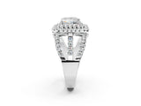 White gold Double Halo Princess Cut Diamond Split Shank Pave Set Ring_5
