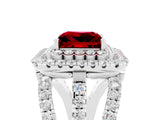 White gold Double Halo Princess Cut Diamond Split Shank Pave Set Ring_5