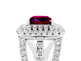 White gold Double Halo Princess Cut Diamond Split Shank Pave Set Ring_5