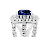 White gold Double Halo Princess Cut Diamond Split Shank Pave Set Ring_5