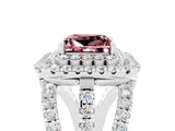 White gold Double Halo Princess Cut Diamond Split Shank Pave Set Ring_5