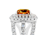 White gold Double Halo Princess Cut Diamond Split Shank Pave Set Ring_5