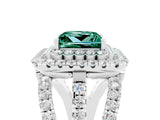 White gold Double Halo Princess Cut Diamond Split Shank Pave Set Ring_5