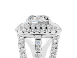 White gold Double Halo Princess Cut Diamond Split Shank Pave Set Ring_5