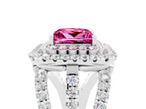 White gold Double Halo Princess Cut Diamond Split Shank Pave Set Ring_5
