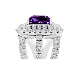 White gold Double Halo Princess Cut Diamond Split Shank Pave Set Ring_5