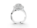 White gold Double Halo Princess Cut Diamond Split Shank Pave Set Ring_6