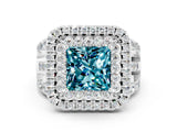 White gold Double Halo Princess Cut Diamond Split Shank Pave Set Ring