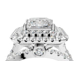 White gold Double Halo Princess Cut Diamond Split Shank Pave Set Ring_7
