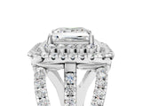White gold Double Halo Princess Cut Diamond Split Shank Pave Set Ring_8